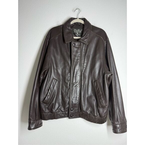 Vintage Eddie Bauer Men’s Stine Leather Bomber Jacket Brown Size M See Notes - Picture 1 of 16